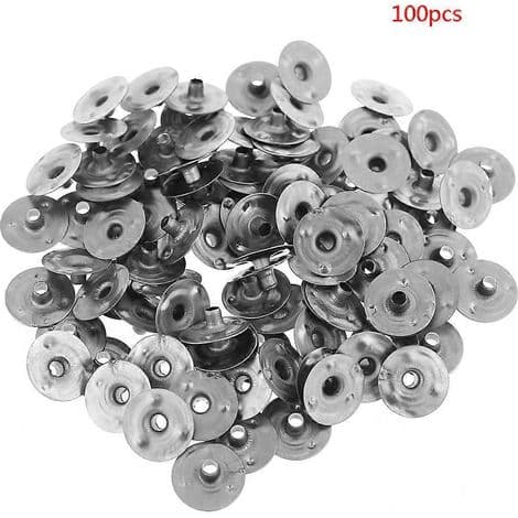 Pakke med 100 lysveker for telys, selvsentrerende holdere, metallbaser, veker for telys.
