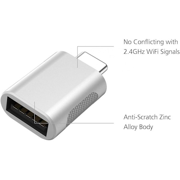 USB-C till USB-adapter, USB-C till USB 3.0-adapter, USB Typ-C till USB, till USB-honadapter (silver)