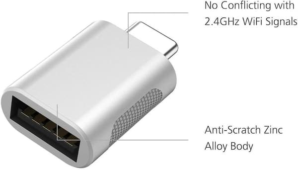 USB-C - USB-sovitin, USB-C - USB 3.0 -sovitin, USB Type-C - USB, USB-naarasovitin (hopea)
