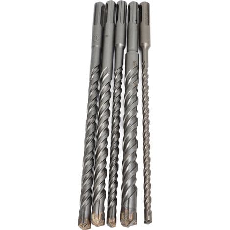 Sæt med 5 betonbor til borehammer, diameter 6-14 mm, længde 210 mm, til murværksarbejde