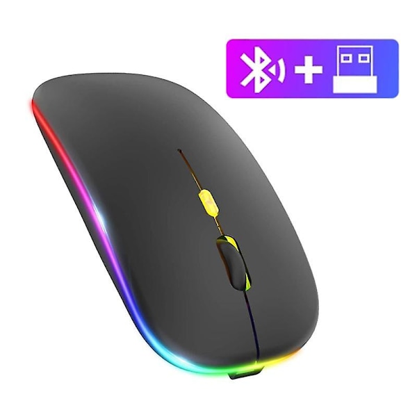 2.4GHz Bluetooth 5.1 Wireless Mouse With USB Receiver Rechargeable RGB Gaming Silent Mouse Ergonomic Optical Mouse For Home Office Laptop Computer