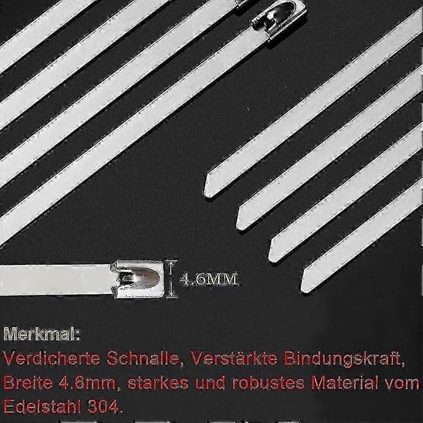 100 Stk. Kabelbindere 300mm, Metal Kabelbindere, Rustfri Stål Kabelbindere, Metal