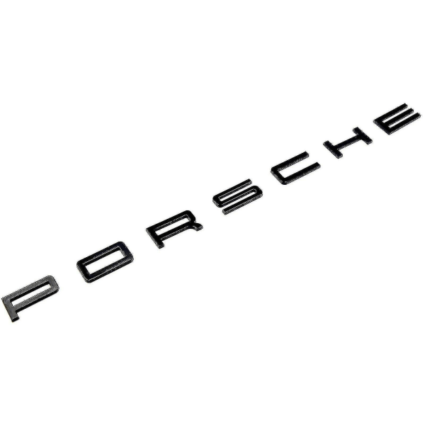 Glans sort Porsche-bogstaver bagstøvle-emblem til 911 Carrera Cayenne Turbo Gt3