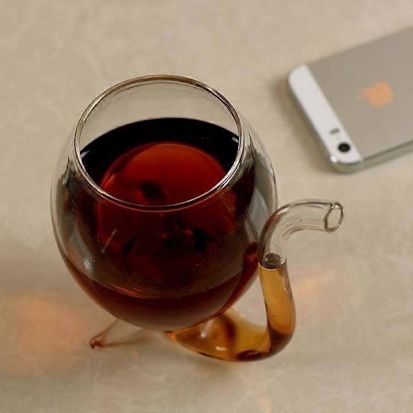 2 st 300 ml Rödvinsglas Transparent Glasmugg med Drickrör