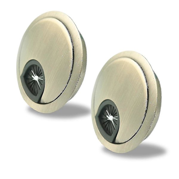 Pakke med 2 kabelgennemføringer, kabelgennemføring til skrivebord, 60 mm kabelboks til bordplader på kontoret, Bronze-yuyu