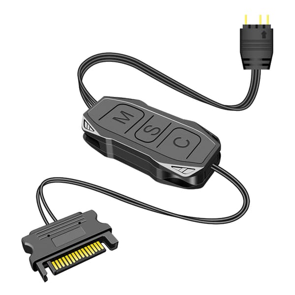 COOLMOON AR-1 ARGB Controller Forlængelseskabel Bred Kompatibilitet 3-polet til SATA-stik Strømforsyning Sort Mini RGB Controller til Kabinetsblæser