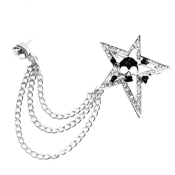 2 x Elegantti Blousin Paita Kauluskärjen Solki Pin Lapel Ketju Tupsu Clip Hopea