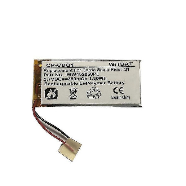 Batteri av god kvalitet för Cardo Scala Rider Q1 Q2 Q3 Hjälm Headset Batteri H452050-DG