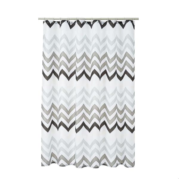 Duschdraperi i tyg - 183 x 183 cm, Grå Ombre Chevron för badrum