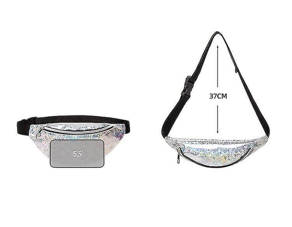 Fanny Pack for barn, glitter midjeveske Blanke vesker med justerbart belte
