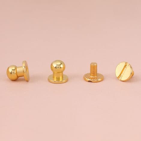 20 stk. messingnagler for DIY-lærarbeid, runde gullknapper (8x6mm)