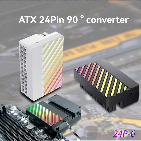 ATX 24Pin ARGB -sovitin 90-muunnin 24PIN RGB -virtajohtosovitin 24PlN-emolevyn virtalähteelle