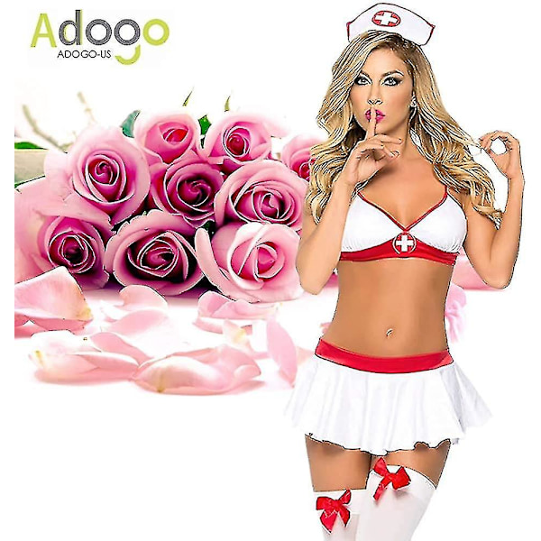 Lingeri Sexy Kostume Outfit Sæt Babydoll Soveværelse Bryllupsrejse Cosplay Sygeplejerske Tøj S-3xl G