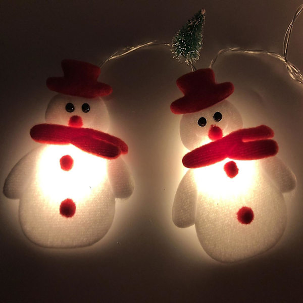 2020 Ny Jul Plysch Snögubbe Ljussträng Julgran Hängande Led Semesterfest Dekorativ Lykta-3m 20 Ljus-batterimodell (använder Tre Aa B