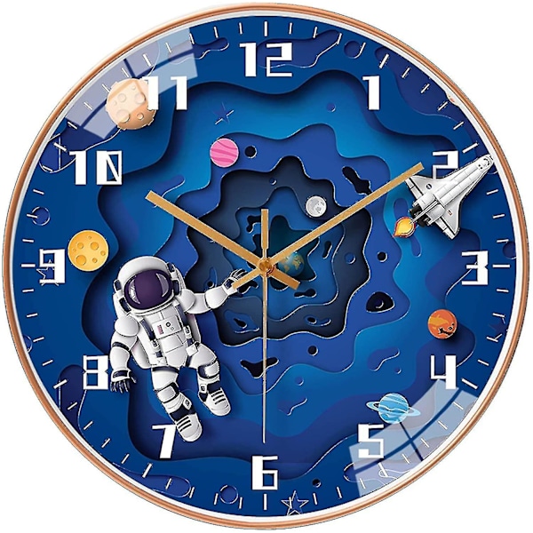 8 Inch Silent Movement Kids Wall Clock, Non Ticking Children Round Wall Clock