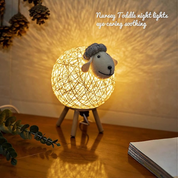 LED USB Nattlampor för Baby Barn med Strömbrytare, Yolovi Får Nattlampor för Sovrum Barn Bredvid Lampa (Fårform)