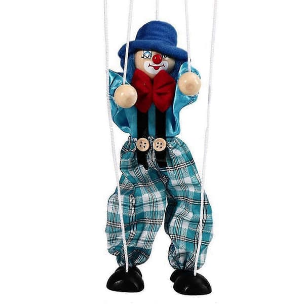 Marionettdocka Clown Pull-String Leksak Trädocka Interaktiv Hand Piratdocka Pojkar-FÄRG: Blå