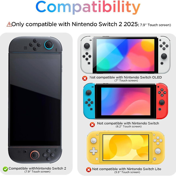 Switch2 karkaistu lasinen näytönsuoja säätökehyksellä
