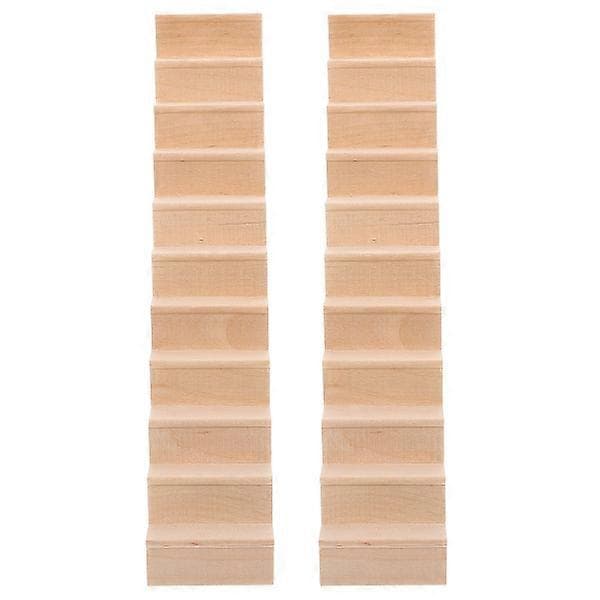 2 stk. Mini Hus Trappe Miniature Trætrappe Uden Gelænder DIY Tilbehør