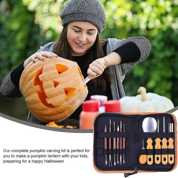 11-delars Set Pumpa Snideri Kit Verktyg Halloween, Professionell Kraftig Snideri Set