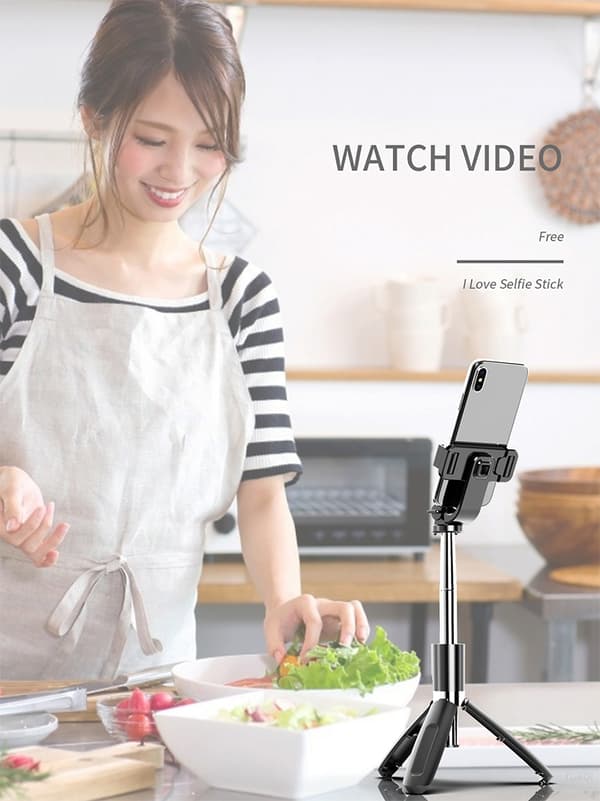 Selfie Stick/Mobile Tripod with Remote Control Camera and GoPro Compatible 19-100 cm