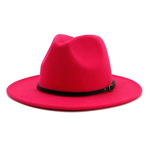 Sinknap Jazz Hat med Bred Skygge Åndbar Solid Fedora Hat Vinter Floppy Kvinder Hat Streetwear farve: Roserød