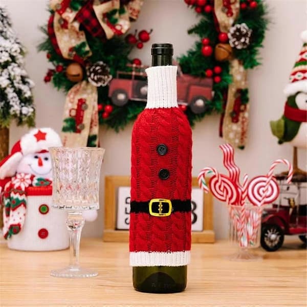 Julöverdrag för Vinflaskor Vinflaska Dekoration Robust Stickad Flaska Tröja Festlig Vin Bo