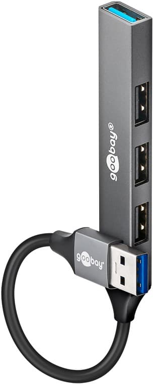 Smal USB-hubb med 4 portar, USB-A till USB-A, 5 Gbit/s