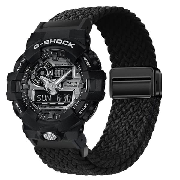 Vævet nylon erstatningsrem kompatibel med G-SHOCK Casio GA2100/GA110 - Stilfuld og behagelig sort