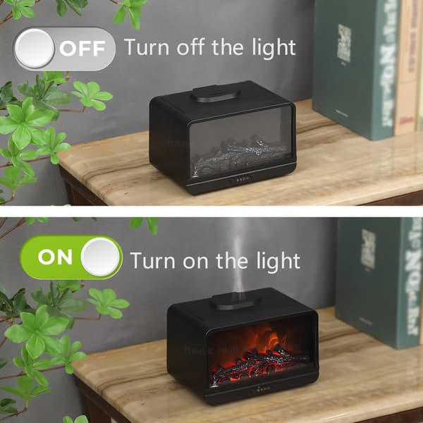 300 ml flammeeffekt aroma diffuser, elektrisk lysbrænder, dynamisk flamme, fire timere