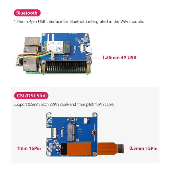 MPW7NCAB for 5 PCIE til M.2 E-Key WiFi7 Modul+USB Adapter Kit BE200 Støtte TPU, WiFi6E AX210, AX200
