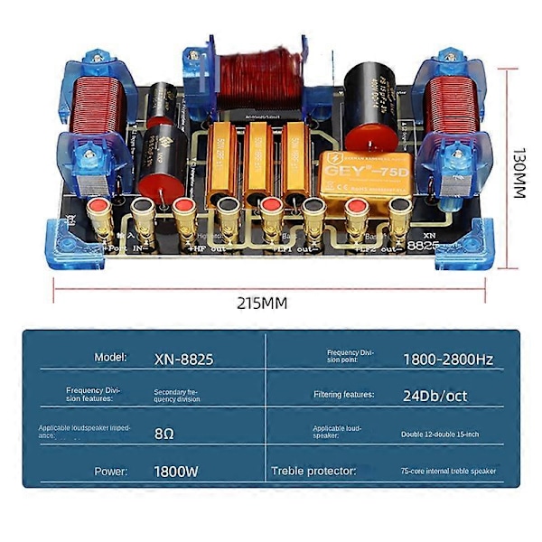1800W Audio Frekvensdeler To Vejs Højttaler Delefilter 12 15 Tommer Sceneoptræden Høj Effekt Freq