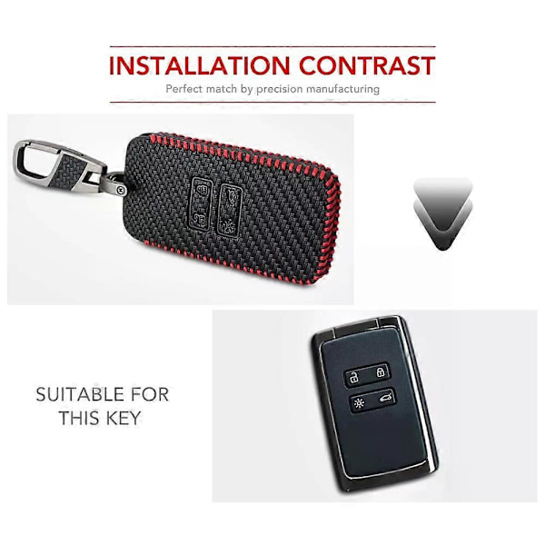 Kolfiberstil Läder Bilnyckelfodral För Renault Megane Koleos Kadjar Clio Captur för Dacia Logan Duster Fjärrkontroll