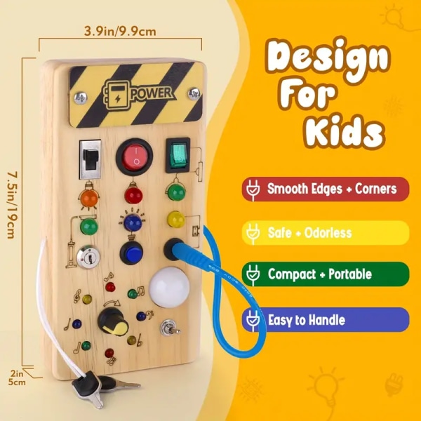 8 LED lysafbrydere Sensorisk legetøj - Montessori travlt bord til småbørn - perfekt rejselegetøj til babyer og småbørn Jul