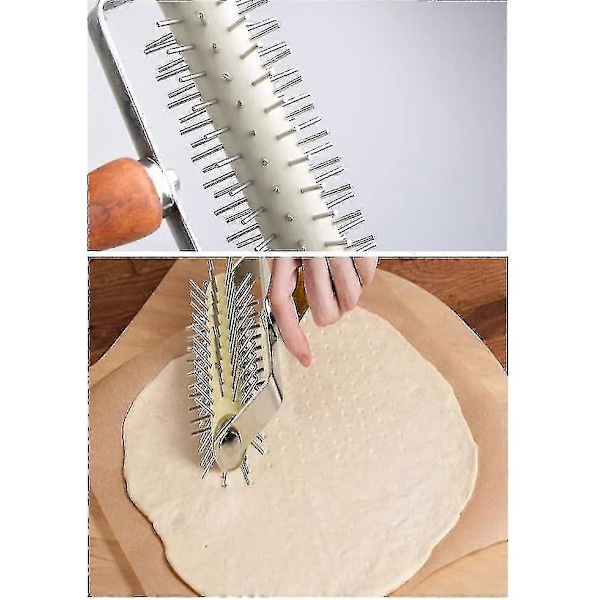 Pizzadej-Docker i Rustfrit Stål, Rustfrit Stål-Nålerulle, Pizza-Puncher, Pizza-Brød-Pin-Puncher, Pizzahjul-sfygv
