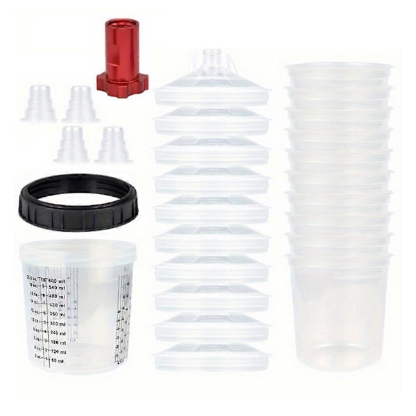 600 ml Engangsmalingkopp med Koblingsdysekopp Malingblandingkopp Type H/O Rask Koppsprøyting 16X1,5 MM Intern