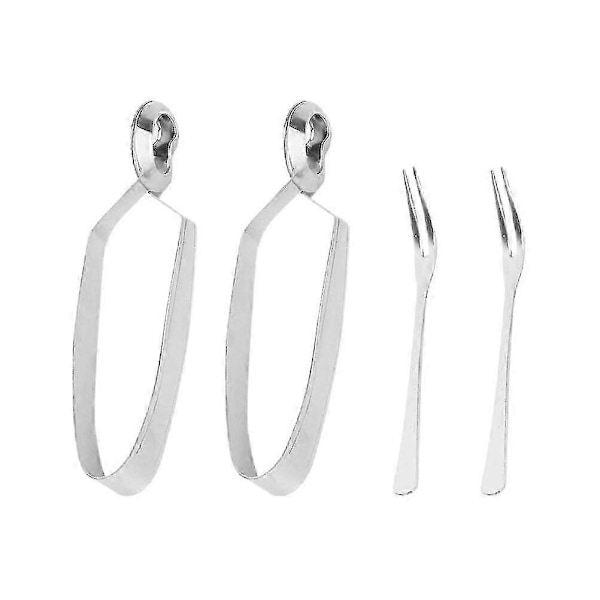 4 stk. Rustfrit Stål Sæt Spise Snegl kompatibel gaffel Snegl Bestik Cocktail kompatibel gafler Escargot Servering Tang Sna