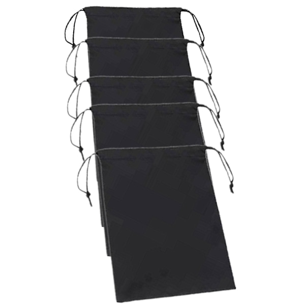 Drawstring Storage Bags 5-pack 15x20 cm Black