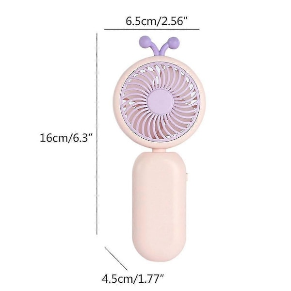 Mini Kannettava Tuuletin Taskutuuletin Ladattava USB-tuuletin Matkaystävällinen Jäähdytystuuletin - VÄRI: Musta