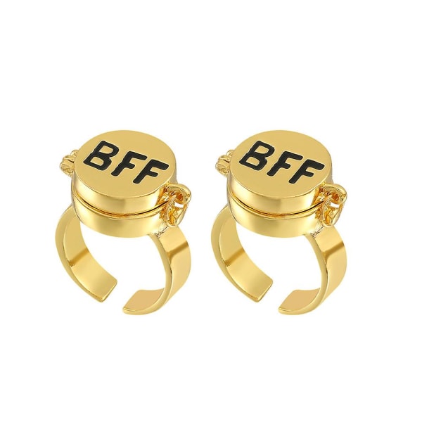 2pcs Spongebob Bff Rings For 2 Best Friends Cute Anime Rings For Teenage Girls Matching Rings Adjustable Aesthetic Jewelry