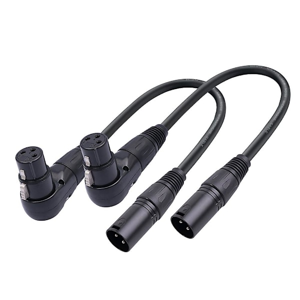 2Pcs 3 Pin XLR Right Angle Male to Female Plug Microphone Audio Cable 90 Degree XLR Female to Straight XLR Male Cable