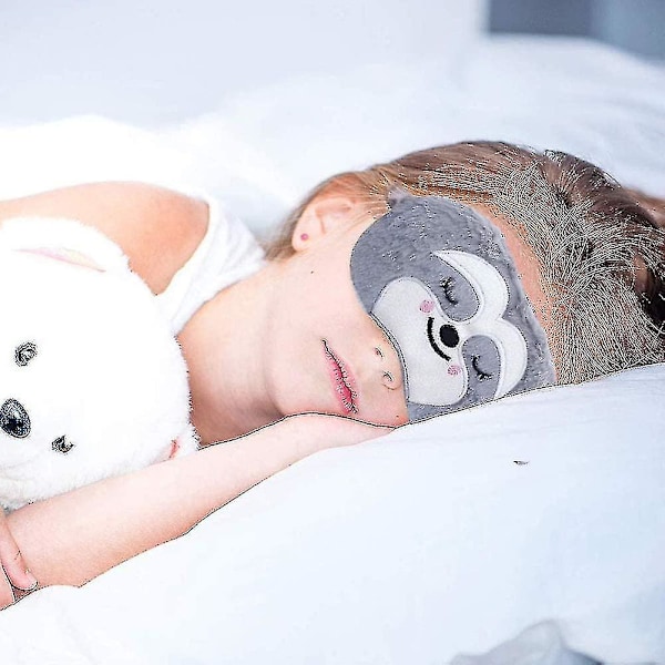 2-pack Söta Djur Sovmask för Flickor Söt Tecknad Mjuk Plysch Ögonbindel Sovmask