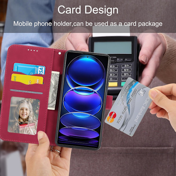 Flip Cover för OnePlus Nord 3 5G/Ace 2V, Linjer Präglad Plånboks Stativ Mobil Läderfodral färg: Röd