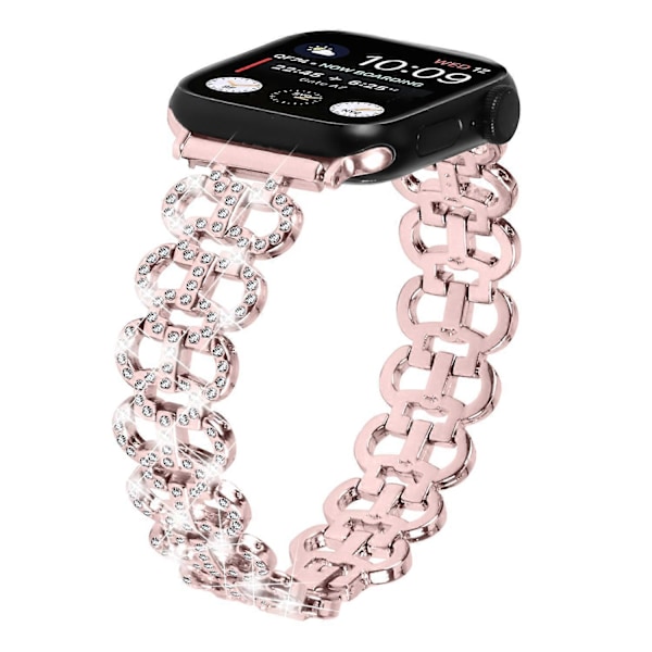 Typ A Rhinestones Dekor Gurkformad Klockarmband för Apple Watch Series 10 42mm/9 8 7 41mm/SE