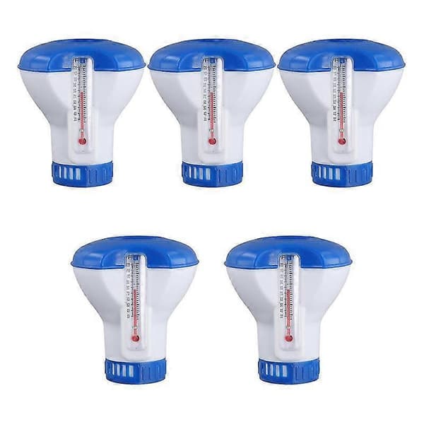 5 stk. Flydende Klortablet Dispenser til Swimmingpool med Termometer Automatisk Pilleboks Spa Pool Tilbehør
