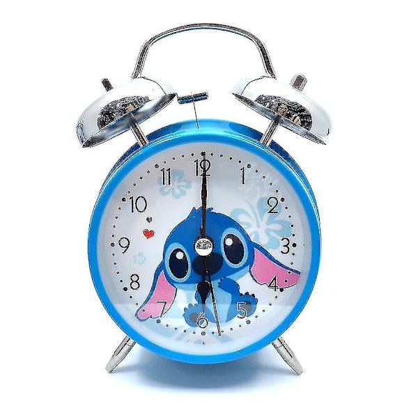 Stitch Tecknad Dubbel Klocka Väckarklocka Sovrum Sängklocka #yg