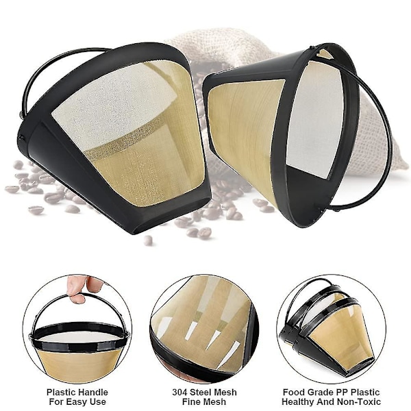 2 stk Kaffe Filter Universal Permanent Kaffe Filter Gjenbrukbar Kaffe Mesh