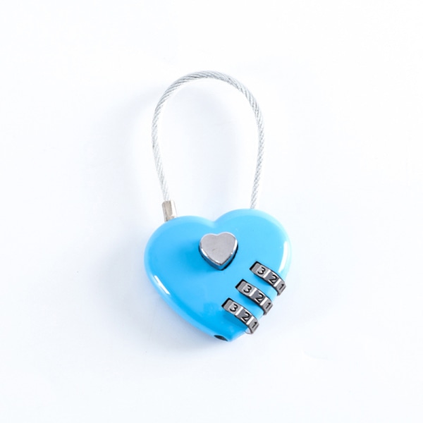 Kombinasjonslås vanntett tilbakestillbar sinklegering hjerteformet ryggsekk miniblå kombinasjonslås Blue