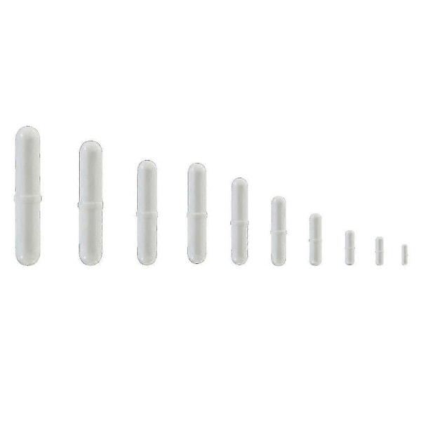 10 stk PTFE Magnetisk Rørere Mixer Rørstang Spinbar Rørning til Laboratoriebrug Hvid Farve