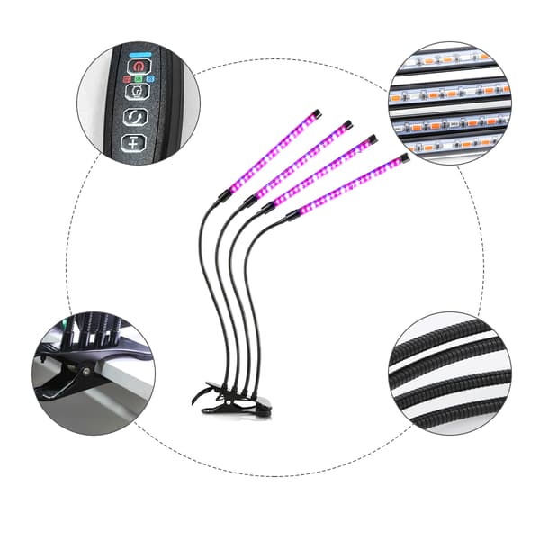 Växtlampa / växtbelysning med 4 flexibla LED-lysrör 2-pack